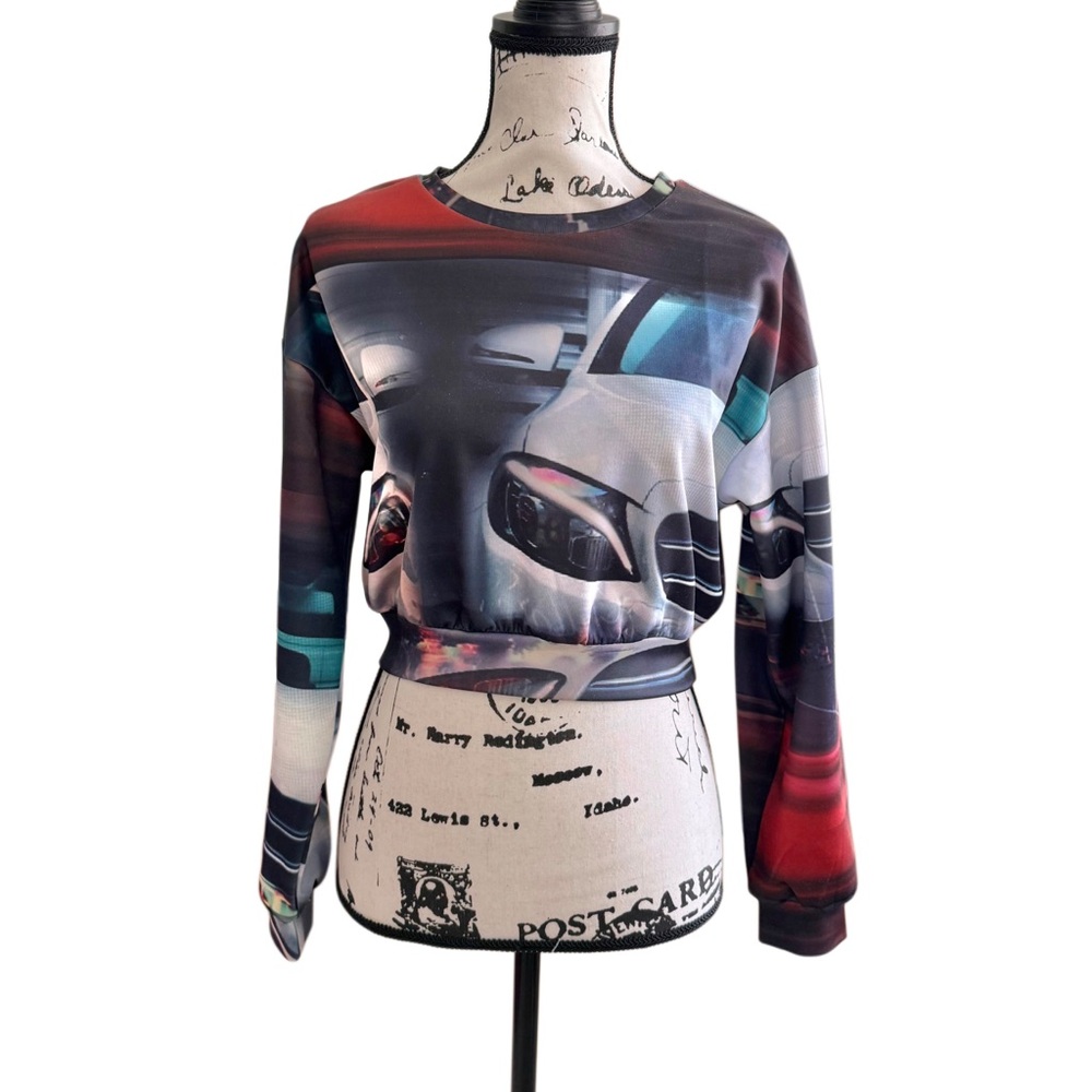 SHEIN Auto Graphic Cropped Sweatshirt